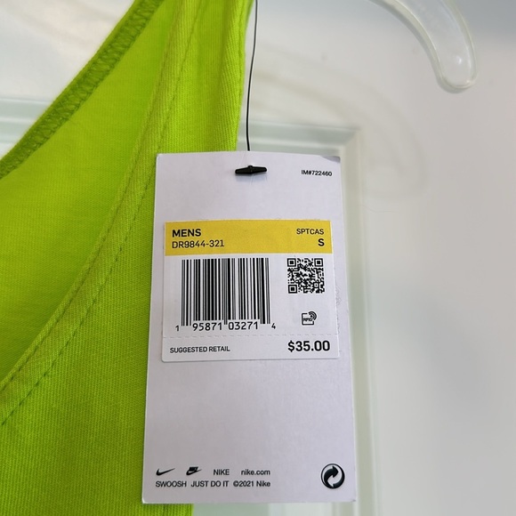 New NIKE SPRING BREAK‎ GRAPHIC LOGO TANK TOP IN LIME-GREEN Men’s Small - Picture 4 of 6